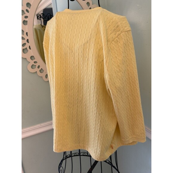 Lauren Ralph Lauren Womens L Cable Knit Yellow Button Cardigan Long Sleeve - Picture 5 of 6